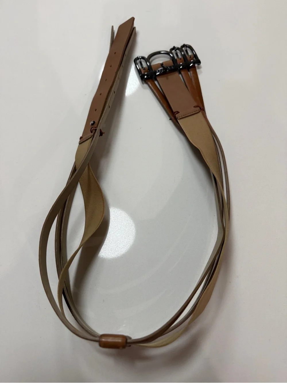 SPORTMAX Max Mara Cognac Leather Multi-Strap Quad Buckle Waist Belt M NWOT